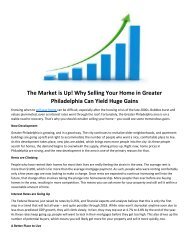 The Market is Up! Why Selling Your Home in Greater Philadelphia Can Yield Huge Gains