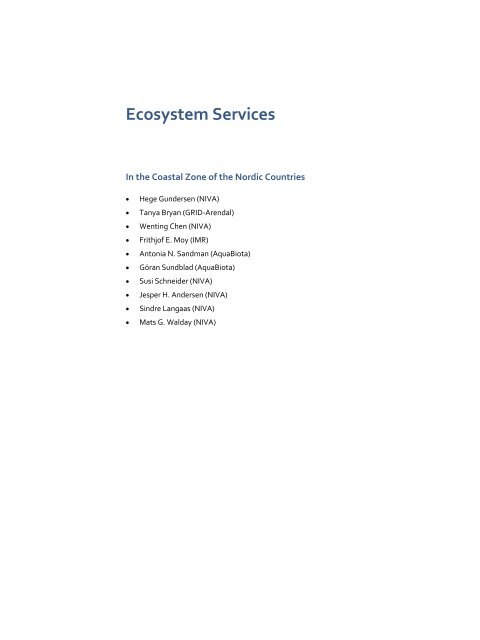 Ecosystem Services