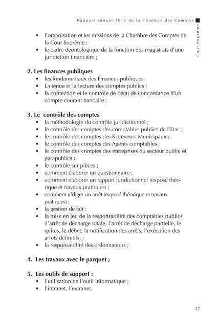 Chambre des Comptes de la Cour Supreme - Rapport Annuel 2012