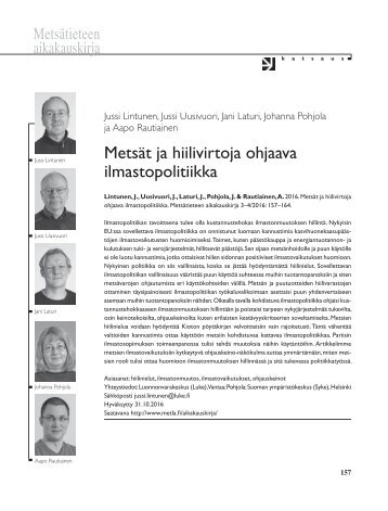 Metsät ja hiilivirtoja ohjaava ilmastopolitiikka