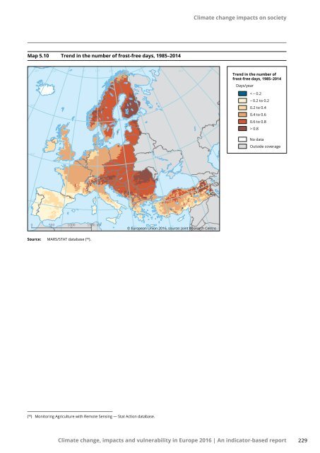 Climate change impacts and vulnerability in Europe 2016