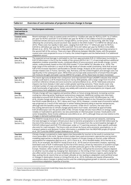 Climate change impacts and vulnerability in Europe 2016