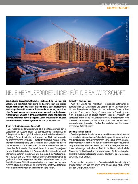 BAUWIRTSCHAFT | B4B Themenmagazin 02.2017