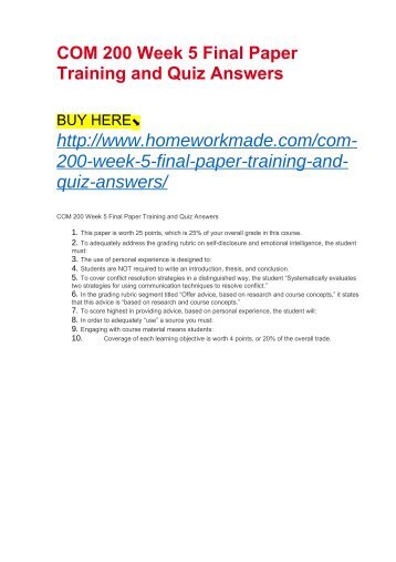 com 200 week 4 quiz Com 200 week 1 quiz back to 4 secondary identity self-presentation on facebook is shaped by the following technological parameters. com 200 week 4 quiz Com 200 week 1 quiz back to 4 secondary identity self-presentation on facebook is shaped by the following technological parameters.