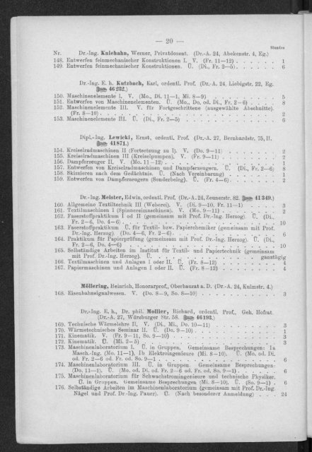 Verzeichnis der Vorlesungen und Übungen, Stunden- und Studienpläne Wintersemester 1930/31