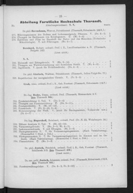 Verzeichnis der Vorlesungen und Übungen, Stunden- und Studienpläne Wintersemester 1930/31