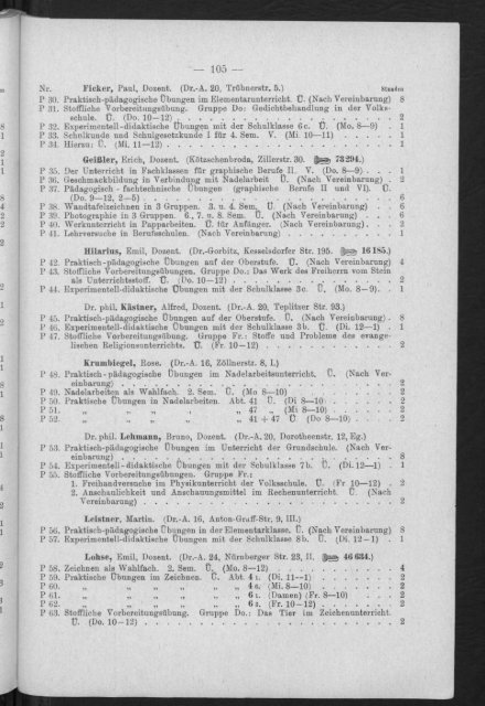 Verzeichnis der vorlesungen und Übungen, Stunden- und Studienpläne Wintersemester 1931/32