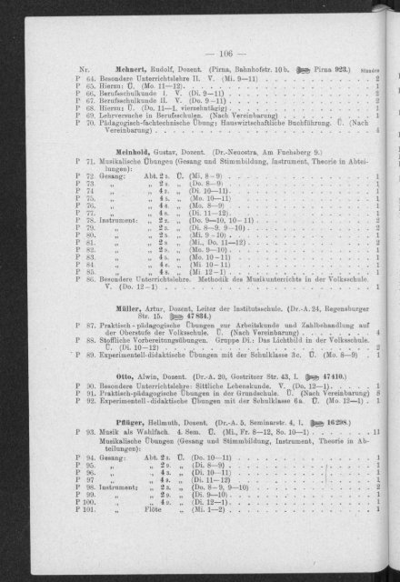 Verzeichnis der vorlesungen und Übungen, Stunden- und Studienpläne Wintersemester 1931/32