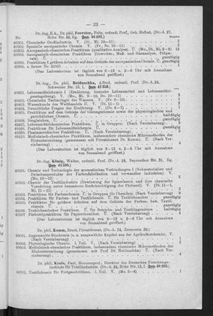 Verzeichnis der vorlesungen und Übungen, Stunden- und Studienpläne Wintersemester 1931/32