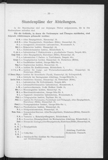 Verzeichnis der vorlesungen und Übungen, Stunden- und Studienpläne Wintersemester 1931/32