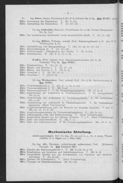 Verzeichnis der Vorlesungen und Übungen Wintersemester 1932/33