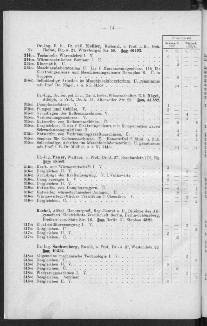 Verzeichnis der Vorlesungen und Übungen Studienjahr 1933/34
