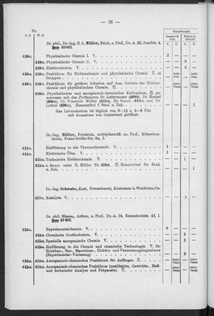 Verzeichnis der Vorlesungen und Übungen Studienjahr 1934/35