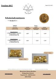 Preisliste S-Münzen Standard 2017