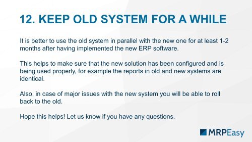 12 Tips for successful implementation of ERP in a Manufacturing Company