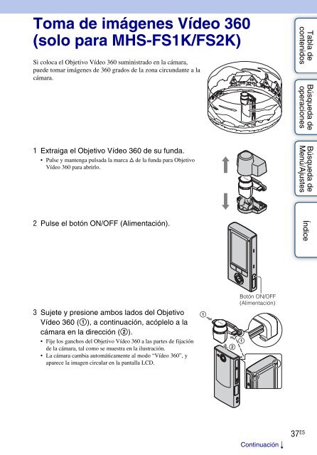 Sony MHS-FS1K - MHS-FS1K Istruzioni per l'uso Spagnolo