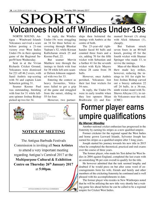 Caribbean Times 84th Issue - Thursday 26th January 2017