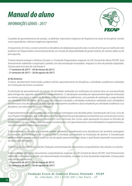 Manual do Aluno Graduação FECAP 2017