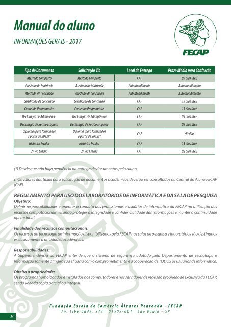 Manual do Aluno Graduação FECAP 2017