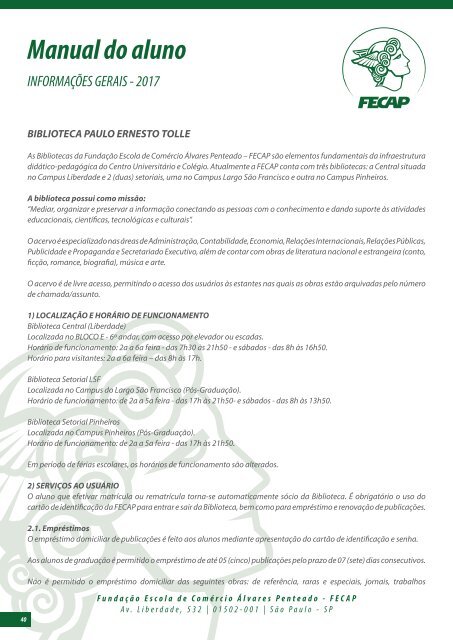 Manual do Aluno Graduação FECAP 2017