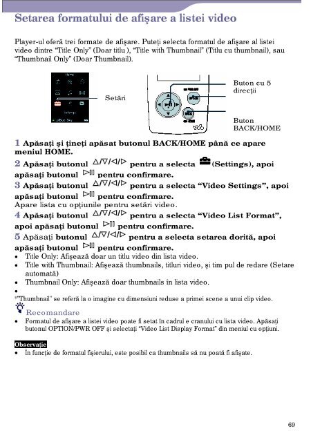 Sony NW-A805 - NW-A805 Istruzioni per l'uso Rumeno