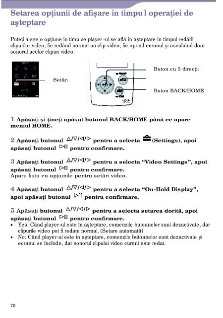 Sony NW-A805 - NW-A805 Istruzioni per l'uso Rumeno