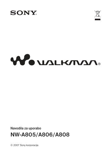 Sony NW-A805 - NW-A805 Istruzioni per l'uso Sloveno