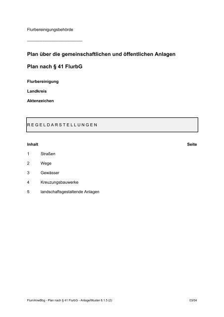 38 FlurbG - Ministerium für Infrastruktur und Landwirtschaft