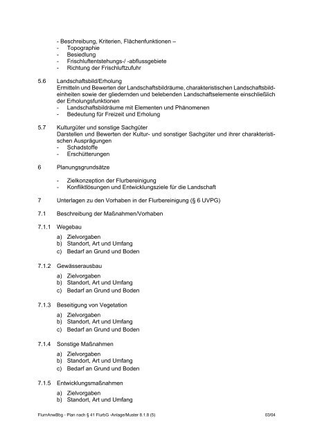 38 FlurbG - Ministerium für Infrastruktur und Landwirtschaft