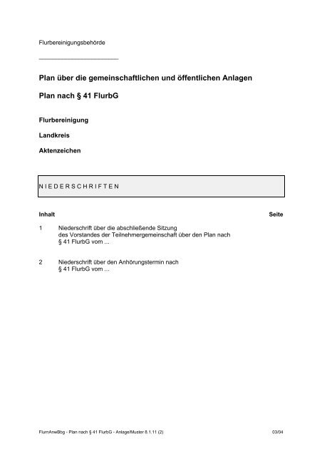 38 FlurbG - Ministerium für Infrastruktur und Landwirtschaft