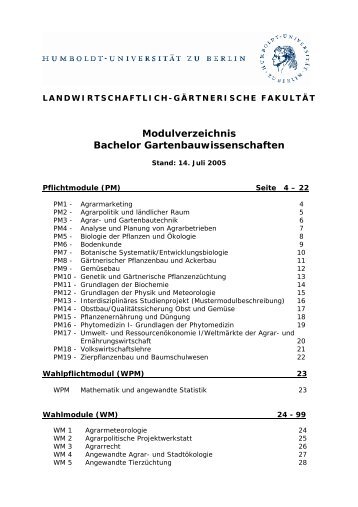 Modulverzeichnis Bachelor Gartenbauwissenschaften