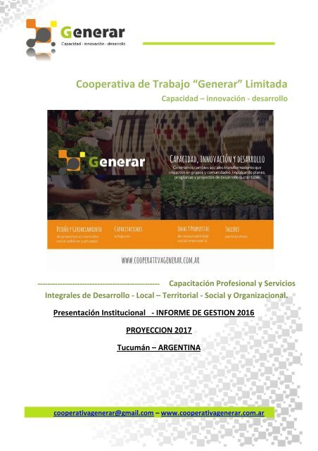 Presentacion Cooperativa y Gestion 2016-2017 informe para ENDEAVOR