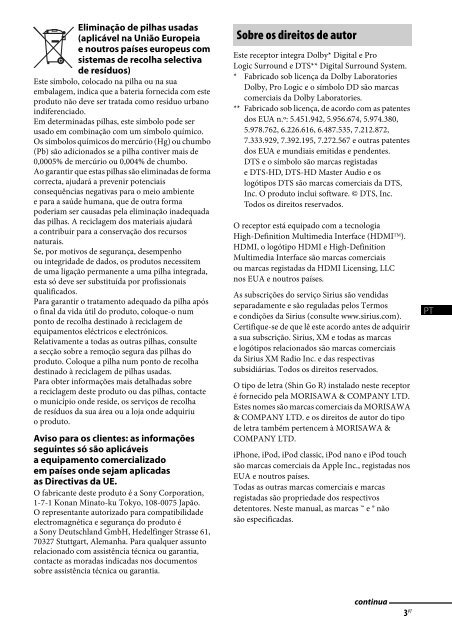 Sony STR-DN1020 - STR-DN1020 Guida di riferimento Portoghese