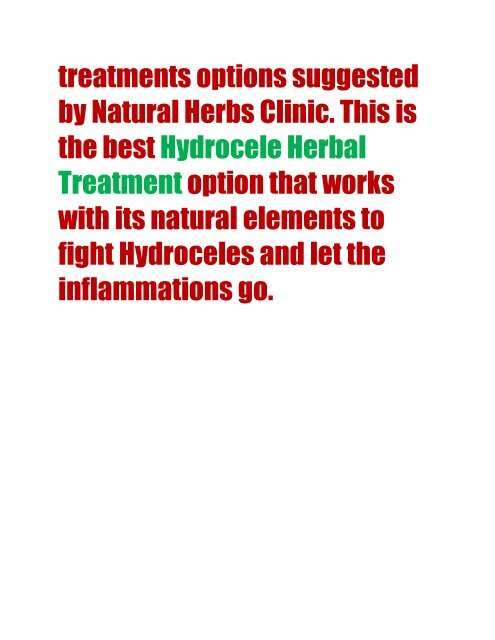 Hydrocele Herbal Treatment