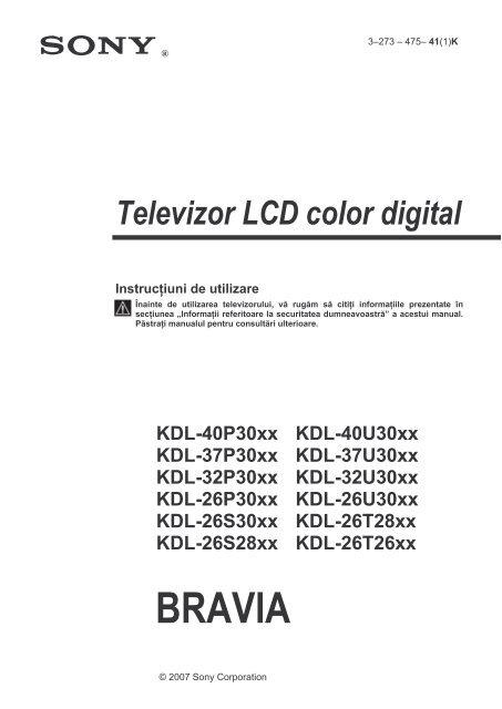 Sony KDL-32U3020 - KDL-32U3020 Istruzioni per l'uso Rumeno