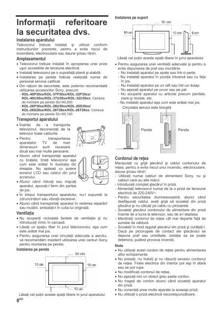 Sony KDL-32U3020 - KDL-32U3020 Istruzioni per l'uso Rumeno