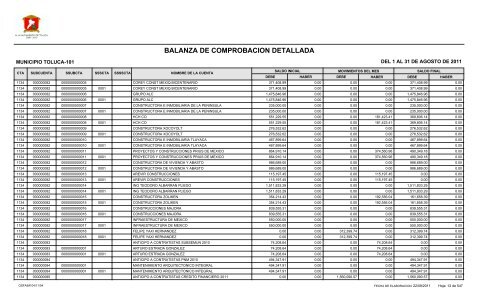 BALANZA DE COMPROBACION DETALLADA - Toluca