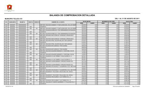 BALANZA DE COMPROBACION DETALLADA - Toluca