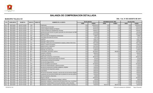 BALANZA DE COMPROBACION DETALLADA - Toluca