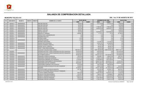 BALANZA DE COMPROBACION DETALLADA - Toluca