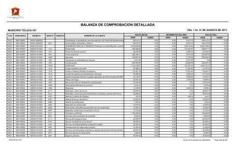 BALANZA DE COMPROBACION DETALLADA - Toluca