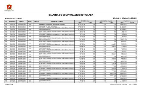 BALANZA DE COMPROBACION DETALLADA - Toluca