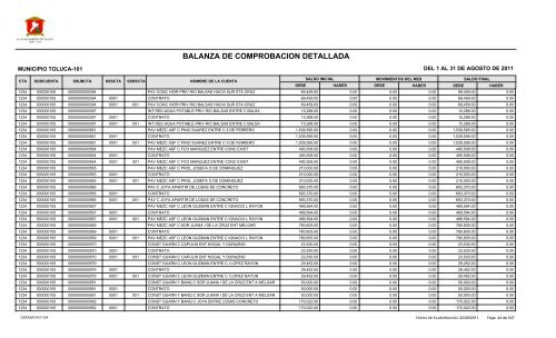 BALANZA DE COMPROBACION DETALLADA - Toluca