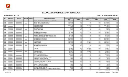 BALANZA DE COMPROBACION DETALLADA - Toluca