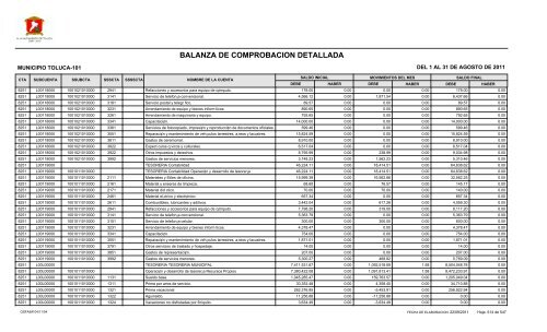 BALANZA DE COMPROBACION DETALLADA - Toluca