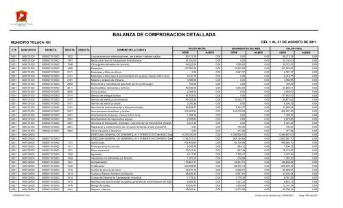 BALANZA DE COMPROBACION DETALLADA - Toluca