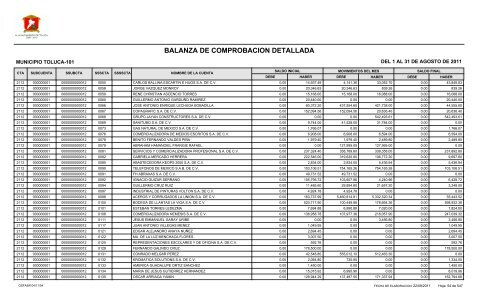 BALANZA DE COMPROBACION DETALLADA - Toluca