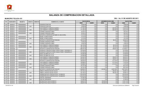 BALANZA DE COMPROBACION DETALLADA - Toluca