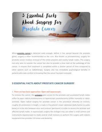 3 ESSENTIAL FACTS ABOUT PROSTATE CANCER SURGERY