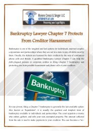 Bankruptcy Lawyer Chapter 7 Protects From Creditor Harassment 